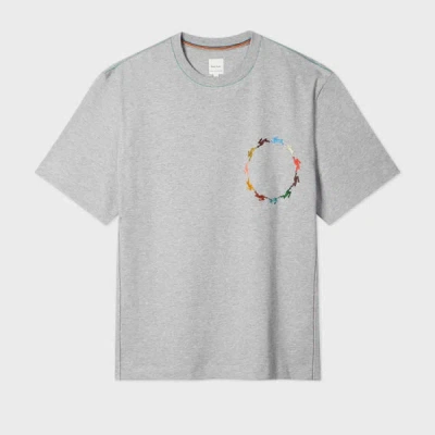 Paul Smith Grey T-shirt With Multicolour Rabbit Embroidery In Gray