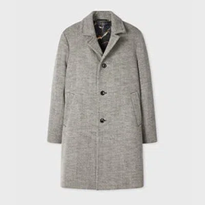 Paul Smith Grey Tumbled Herringbone Wool-blend Overcoat In Gray