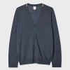 Paul Smith Grey Washable Wool 'signature Stripe' Cardigan In Blue