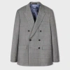 Paul Smith Grey Windowpane Check Wool Double-breasted Blazer In Gray