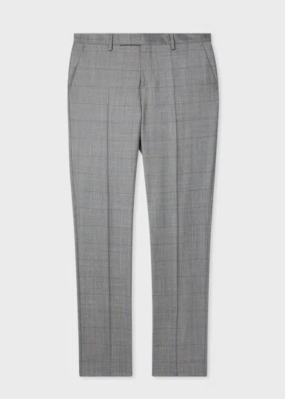 Paul Smith Grey Windowpane Check Wool Trousers In Gray