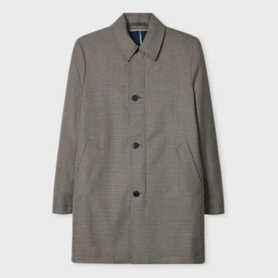 Paul Smith Grey Wool Check Overcoat In Gray
