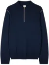 Paul Smith Navy Merino Contrast-seam Half-zip Sweater Blue In Blau