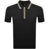 Paul Smith Regular Fit Short Sleeve Placket Stripe Zip Polo Shirt Black In Black