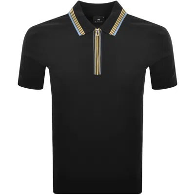 PAUL SMITH PAUL SMITH HALF ZIP POLO T SHIRT BLACK