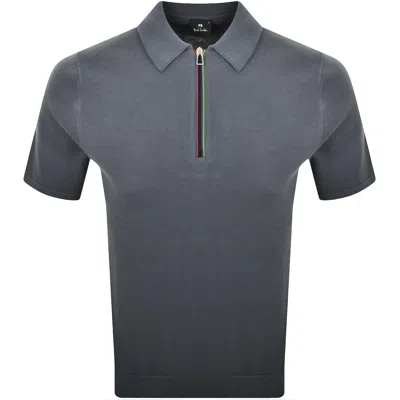 Paul Smith Half Zip Polo T Shirt Grey In Gray