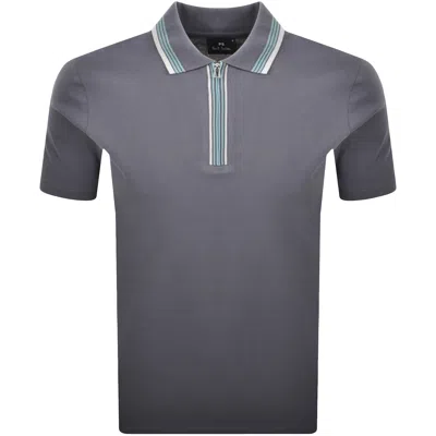 Paul Smith Half Zip Polo T Shirt Grey In Gray