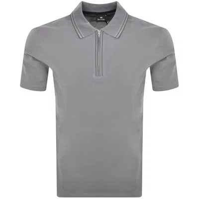 Paul Smith Half Zip Polo T Shirt Grey