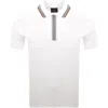 Paul Smith Regular Fit Short Sleeve Placket Stripe Zip Polo Shirt Off White In White