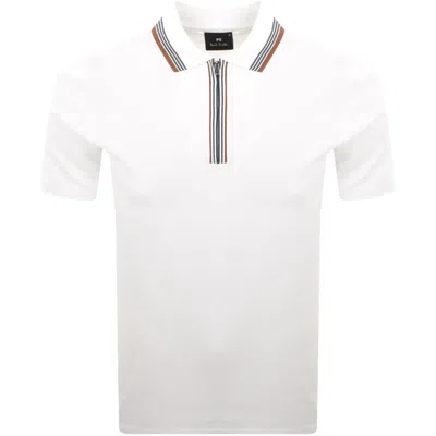 Paul Smith Half Zip Polo T Shirt White