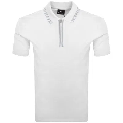 Paul Smith Half Zip Polo T Shirt White