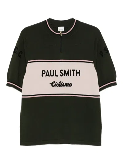 Paul Smith Half-zip Striped Sweater In Green