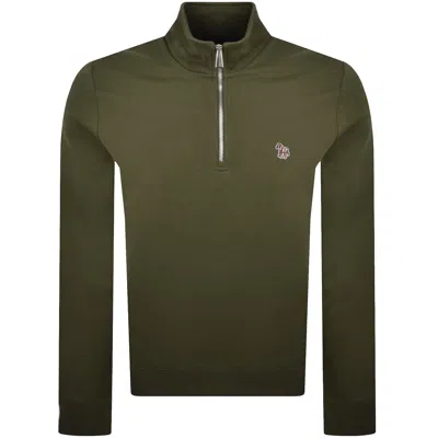Paul Smith Half Zip Zebra Sweatshirt Green