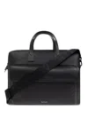 Paul Smith Black Straw-grain Embossed Leather Folio Briefcase In Black