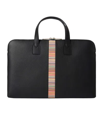 Paul Smith Handheld Striped Document Bag In Purple