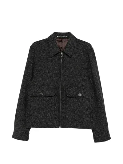 Paul Smith Harrington Herringbone-pattern Front-pocket Jacket In Black
