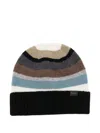 Paul Smith Striped Ribbed Beanie In Multi