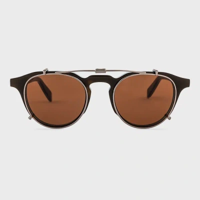 Paul Smith Havana Turquoise 'keyes' Spectacles With Clip-on Sun Lenses Blue