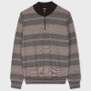 Paul Smith Hazy Stripe Cotton And Wool-blend Zip-neck Sweater Multicolour In Multicolour