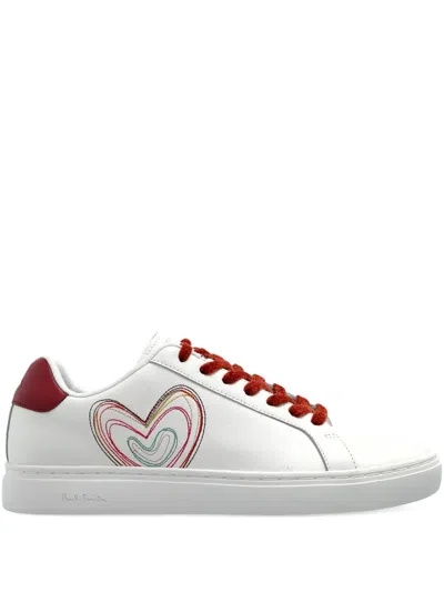 Paul Smith Heart-print Leather Sneakers In White