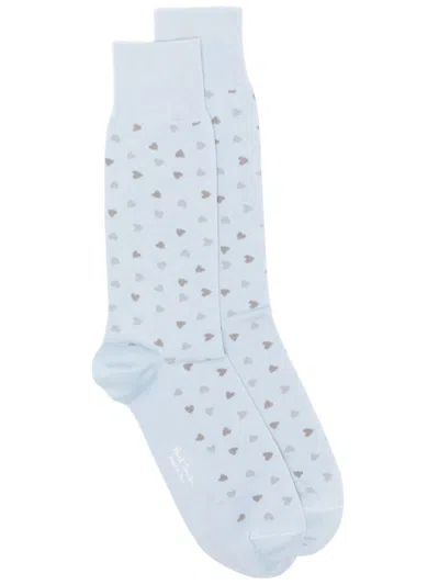 Paul Smith Heart Socks In Blue