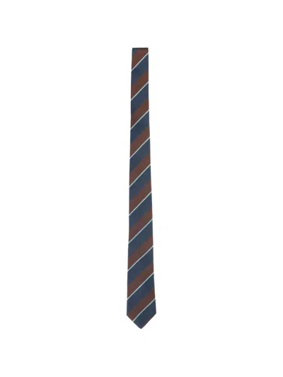 Paul Smith Herringbone-pattern Striped Tie In Brown