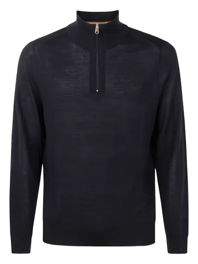 Paul Smith High-neck Half-zip Sweater In Blue