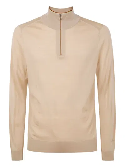 Paul Smith High-neck Zip-up Jumper In Neutral