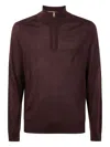 Paul Smith High-neck Zip-up Sweater In Brown