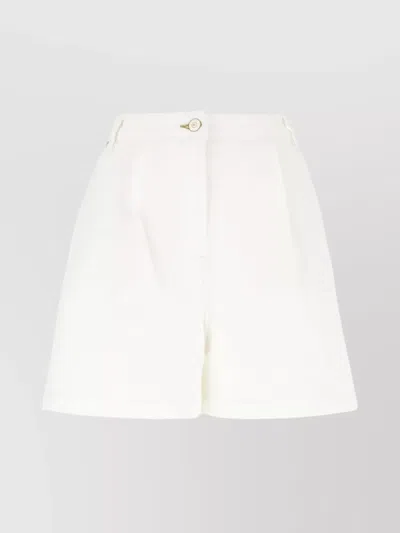 Paul Smith High Waist Denim Shorts With Belt Loops In White