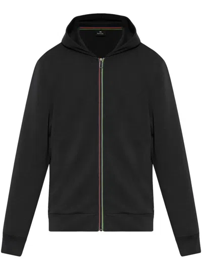 Paul Smith Hooded Black Sweatshirt With Colorful Zipper Accents