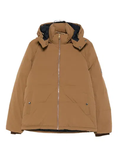 Paul Smith Hooded Down Jacket In Brown