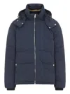 Paul Smith Hooded Navy Blue Polyamide Jacket In Blue