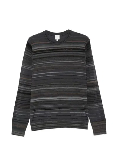 Paul Smith Horizontal Stripe Crew Neck Sweater In Grey