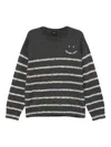 Paul Smith Horizontal Stripe Knit Sweater With Embroidered Detail In Gray