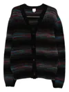 Paul Smith Horizontal Striped Cardigan With V-neck In Black