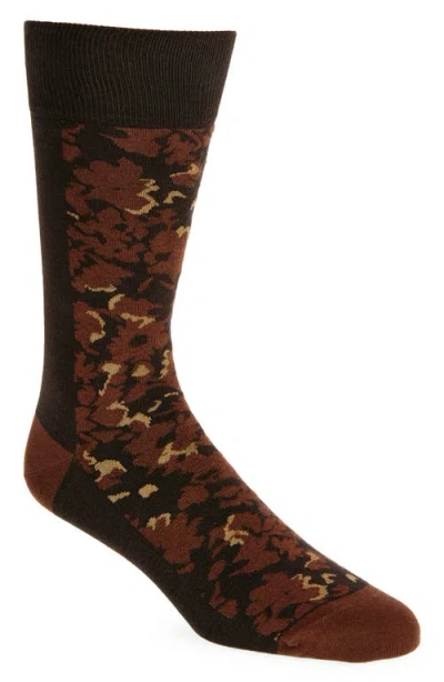 Paul Smith Hubert Floral Dress Socks In Chocolate