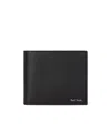 Paul Smith Logo Stamp Leather Bi-fold Wallet In Black