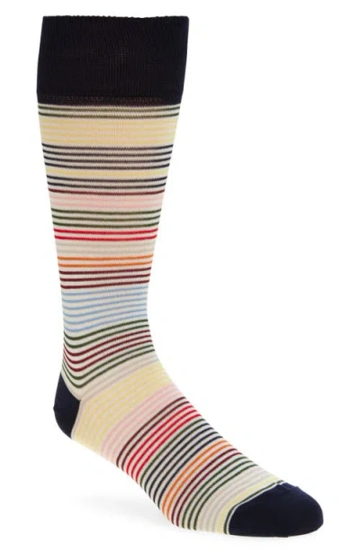 Paul Smith Idris Stripe Cotton Blend Dress Socks In Multi