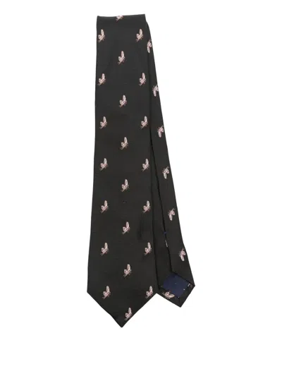Paul Smith Insect-pattern Silk Tie In Black