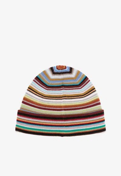 Paul Smith Signature Stripe Merino Wool Beanie In Multicolor