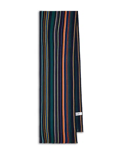 Paul Smith Ivan Striped Merino Wool Scarf In Multi