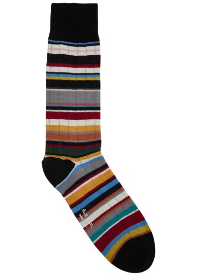 Paul Smith Ives Striped Cotton-blend Socks In Multicoloured