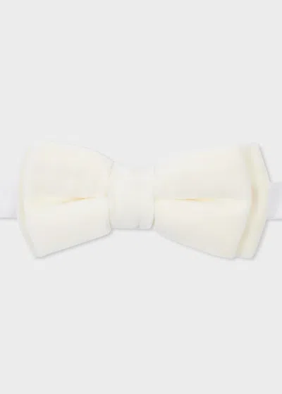Paul Smith Ivory Velvet Pre-tied Bow Tie White