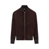 Paul Smith Red Lamb Suede Leather Regular Fit Bomber Jacket In Brown