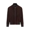 Paul Smith Red Lamb Suede Leather Regular Fit Bomber Jacket In Brown