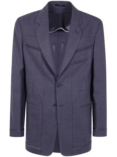 Paul Smith Cordonetto Panelled Wool Blazer In Blue