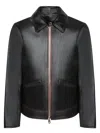 Paul Smith Distressed Brown Leather Jacket With Central Zipper And Side Pockets