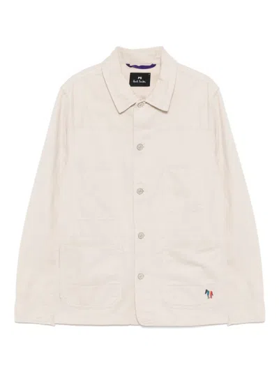 PAUL SMITH PAUL SMITH LIGHT BEIGE COTTON LINEN BLEND 'CHORE' JACKET