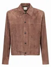 Paul Smith Long-sleeved Leather Jacket In Pink